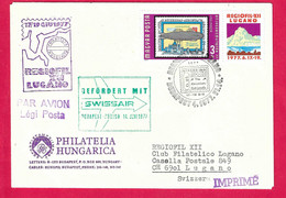 UNGHERIA - VOLO SWISSAIR DA BUDAPEST A ZURICH * 14.6.77* PER REGIOFIL LUGANO - SU BUSTA GRANDE - Covers & Documents