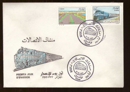 Algérie FDC Enveloppe Premier Jour 1987 Timbre Timbres N°914 915 Transports Et Télécommunications Train Locomotive - Algeria (1962-...)