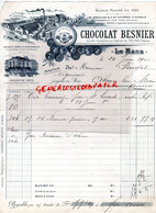 72 - LE MANS - BELLE FACTURE CHOCOLAT BESNIER - CHOCOLATERIE- 1900 A POUGET AHUN LES MINES CREUSE - Food