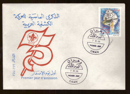 Algérie FDC Enveloppe Premier Jour 1988 Timbre N°923 75e Anniversaire Mouvement Scout Arabe Scoutisme - Algeria (1962-...)
