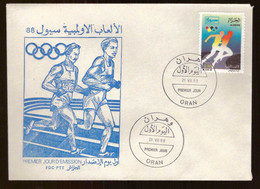 Algérie FDC Enveloppe Premier Jour 1988 Timbre N°927 Jeux Olympiques D' été à Séoul Corée Du Sud - Algeria (1962-...)