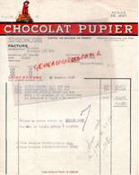 42 - ST ETIENNE- SAINT ETIENNE - FACTURE CHOCOLAT PUPIER - 19517-  1- RUE JOSEPH PUPIER- M. LAGORCE EPICERIE A NEXON 87 - Lebensmittel