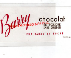 CHOCOLAT- BUVARD CHOCOLAT BARRY EN POUDRE SANS CUISSON -PUR CACAO ET SUCRE- EFGE VALENCIENNES - Kakao & Schokolade