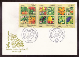 Algérie FDC Enveloppe Premier Jour 1989 Timbre Timbres N°958 à 960 Productions Nationales Fruits Legumes - Algeria (1962-...)