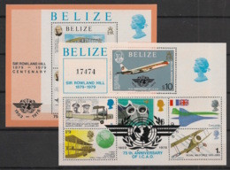 BELIZE - 1979 - Bloc Feuillet BF N°Yv. 8 Et 9 - OACI / Rowland Hill - Neuf Luxe ** / MNH / Postfrisch - Vliegtuigen