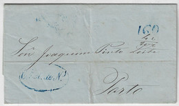 Brazil 1848 Complete Fold Cover Bahia To Porto Portugal Sea Mail Cancel 160 Reis + 40 Handwritten Foreign Ship Letters - Briefe U. Dokumente