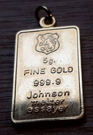 PENDENTIF CMIS IMITATION 5G. FINE GOLD 999.9 JOHNSON MELTER ASSAYER +/-13/22MM POIDS 2.2GR - Pendenti