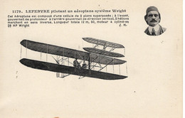 L'Aviateur LEFEBVRE Pilotant Un Aéroplane Systeme Wright  - CPA - Aviateurs