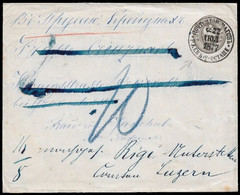 1877 RARE HOTEL POST RIGI KALTBAD INCOMING MAIL (LUZERN, SCHWEIZ) - WEITERGELEITET RUSSIA 8 KOP GANZSACHENUMSCHLAG - Briefe U. Dokumente