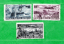 (Us.5) POLONIA ° - AIRMAIL - 1952 - Survols D'Avions.  Yv. 28-30-31.  Oblitéré Come Scansione - Usados