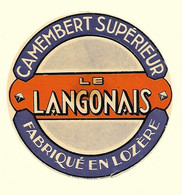 1 Etiq. CAMEMBERT LE LANGONAIS Lozère - Cheese