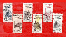 (Us.5) POLONIA ° - AIRMAIL - 1957-58 - AVIONS.  Yv. 41-42-43-44-46-47.  Oblitéré Come Scansione - Oblitérés