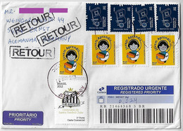 Brazil 2021 Priority Barcode Registered Cover From Biguaçu To Ernst Germany Returned To Sender Santos Soccer Club - Cartas & Documentos