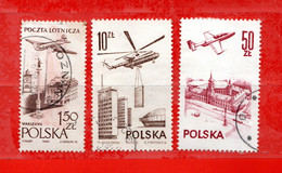 (Us.5) POLONIA ° - AIRMAIL - 1957 à 1978 - AVIONS.  Yv. 42-56-58.  Oblitéré Come Scansione - Gebruikt