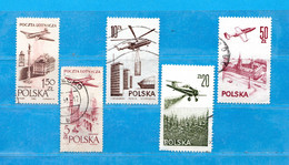 (Us.5) POLONIA ° - AIRMAIL - 1957 à 1978 - AVIONS.  Yv. 42-46-57-56-58.  Oblitéré Come Scansione - Usados