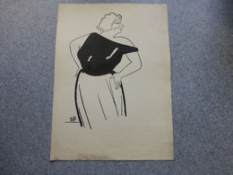 Cora Laparcerie, Morcenx, Comédienne, Dessin Original De Georges Breitel, Vers 1925, Encre De Chine, UNIQUE ; G 04 - Drawings