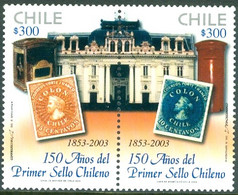 CHILE 2003 STAMP ANNIVERSARY PAIR, S-O-S** (MNH) - Cile