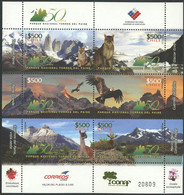 CHILE 2008 NATIONAL PARKS SHEET OF 6, FAUNA** (MNH) - Cile