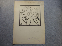 Duvernois Et Donnay, Auteurs De "Le Geste", Dessin Original De Georges Breitel, Vers 1925, Encre De Chine, UNIQUE ; G 04 - Disegni