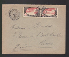 2  Timbres 25c Sur Enveloppe    Niamey   Territoire Du Niger Année 1927   Destination  Nîmes Gard - Briefe U. Dokumente