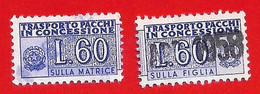 1946/81 (7) Pacchi In Concessione Filigrana Stelle Lire 60 -  Su Due Sezioni - Pacchi In Concessione