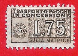 1946/81 (9) Pacchi In Concessione Filigrana Stelle Lire 75 -  Matrice - Pacchi In Concessione