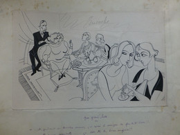 Régime Amaigrissant, Dessin Original De Ralph Soupault, Signé, Vers 1925, Encre De Chine, UNIQUE ; G 04 - Drawings