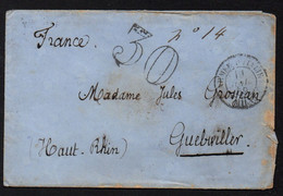 FRANCE - "ARMEE D'ITALIE / MILAN" / 19-7-1859 OBLITERATION & TAXE TAMPON 30 SUR ENVELOPPE POUR L'ALSACE  (ref 1610) - Marques D'armée (avant 1900)