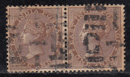 1a Pair, Strike Of JC 32c / Martin 17a On SG59  British East India, QV One Anna, Used, Elephant Watermark 1865 - 1854 Compagnia Inglese Delle Indie