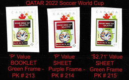 CANADA 2022 FIFA Soccer World Cup Football - CDN Set Of 3 Picture Postage Stamp - 3v MNH(**) - Cartas & Documentos