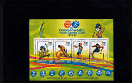 BADMINTON-HURDLES-WRESTLING-COMMONWEALTH GAMES-DRY PRINT-RARE-MS- INDIA-2008-MNH-MSE-128 - Bádminton