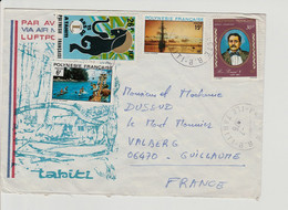 Polynésie Française Sur Lettre  N° 99+101+104+ PA N°120  Papeete Pour Valberg  Guillaume  Alpes -Maritimes 1976 - Lettres & Documents