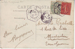 Carte Postale En LEVEE EXCEPTIONNELLE  Afft à 15 C Par 5c BLANC Et 10 C SEMEUSE LIGNEE , PARIS 1906 - 1877-1920: Semi Modern Period