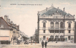 CPA - FRANCE - 71 - AUTUN - Le Théâtre Et L'Avenue De La Gare - Colorisée - Autun