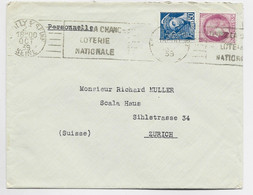 FRANCE CERES 3FR LILAS +50C MERCURE LETTRE NEUILMY S SEINE 1939 POUR SUISSE AU TARIF - Covers & Documents