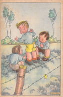 CPA - ILLUSTRATEUR SIGNE - KAREL LINKS - Trio D'enfants Ont Escaladé Les Fils Barbelés - Pantalon Arraché - Links, K.L.