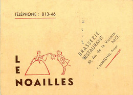 Nice * Brasserie Restaurant LES NOAILLES 52 Avenue De La Victoire * Carte De Visite Ancienne Illustrée - Sonstige & Ohne Zuordnung