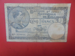 BELGIQUE 5 FRANCS 1925 Circuler (B.27) - 5 Franchi