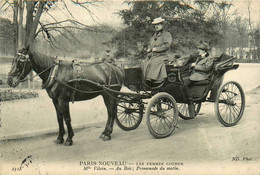 Paris Nouveau * Petit Métier * Les Femmes Cocher , Mlle VILAIN * Au Bois , Promenade Du Matin * Attelage - Artesanos De Páris