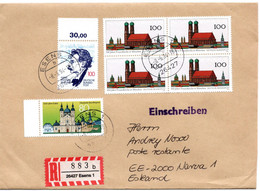 62233 - Bund - 1994 - 100Pfg Frauenkirche 田 MiF A R-Bf ESENS -> NARVA (Estland), Rs M Estn Aufkleber - Estonia