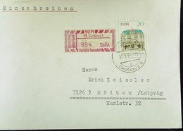 DDR: R-Fern-Brf Mit Selbstbed.-R-Zettel 50 Pf 75 Cottbus 9 (688) -mit Einliefgschein 31.3.69 Mit 20 Pf Dresdner Zwinger - Labels For Registered Mail