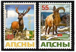 Abkhazia 2021 . EUROPA  CEPT. Endangered National Wildlife (Deers, Mountain Goats). 2v:40,55 - 2021