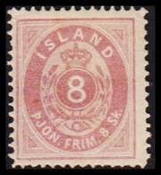 1873. ISLAND. Official. Skilling. 8 Skilling Red Lilac. Perf. 14x13½. Only 30.000 Issued. Hin... (Michel D2A) - JF526560 - Servizio