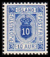 1882. ISLAND. Official. Aur-issue. 10 Aur Ultramarin. Perf. 12 3/4 Never Hinged. Unusual In ... (Michel D5Bb) - JF526570 - Servizio