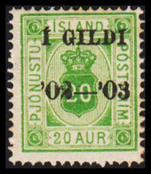 1902. ISLAND. Official. Aur-issue. I GILDI '02-'03 On 20 Aur. Perf. 14x13½ Hinged.  (Michel D 15A) - JF526576 - Servizio