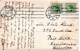 62240 - Daenemark - 1908 - 2@5o Frederik VIII A AnsKte ESBJERG -> Palo Alto, CA (USA) - Lettres & Documents