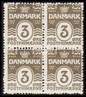 1905. Numeral. 3 Øre Grey. Perf. 12 3/4 In 4-block With 2 Stamps Hinged And 2 Stamps Ne... (Michel 44A Abart) - JF526597 - Ungebraucht