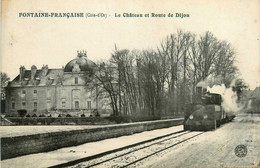 Fontaine Française * Le Château Et Route De Dijon * Le Train * Ligne Chemin De Fer - Autres & Non Classés
