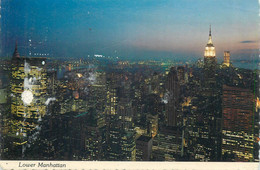 Postcard USA New York Lower Mannhattan Nocturnal Panoramic View - Manhattan