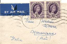 Rhodesia & Nyasaland 1959 Small Cover To Italy With 2 X 9 D. - Rhodesia & Nyasaland (1954-1963)